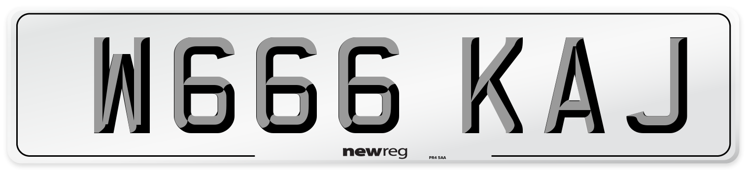 W666 KAJ Number Plate from New Reg